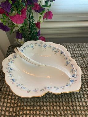 Vintage Royal Albert Memory Lane 2 Part Relish Dish with Gold Trim
